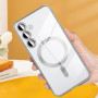 Husa Luxury tip MagSafe compatibila cu Samsung Galaxy S25 Plus, protectie camera, Margini colorate, Argintiu