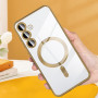 Husa Luxury tip MagSafe compatibila cu Samsung Galaxy S25 Plus, protectie camera, Margini colorate, Auriu