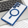 Husa Luxury tip MagSafe compatibila cu Samsung Galaxy S25 Ultra, protectie camera, Margini colorate, Albastru