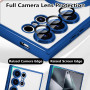 Husa Luxury tip MagSafe compatibila cu Samsung Galaxy S25 Ultra, protectie camera, Margini colorate, Albastru