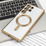 Husa Luxury tip MagSafe compatibila cu Samsung Galaxy S25 Ultra, protectie camera, Margini colorate, Auriu