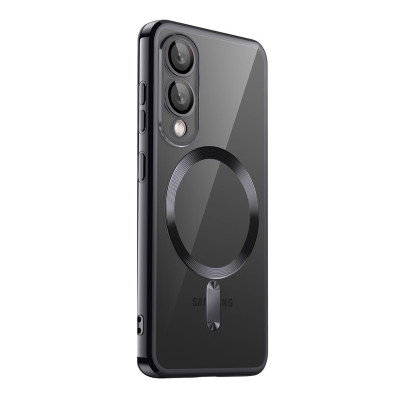 Husa Luxury Tip MagSafe cu protectie pentru camere, compatibila cu Samsung Galaxy S25 Edge, Negru