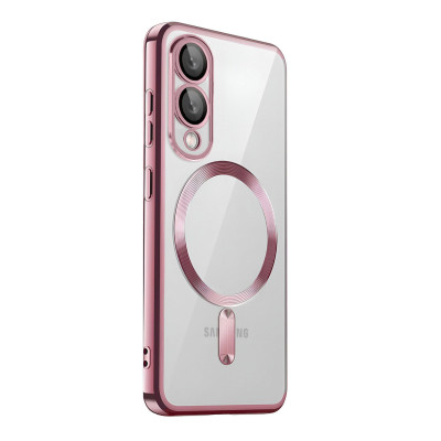 Husa Luxury Tip MagSafe cu protectie pentru camere, compatibila cu Samsung Galaxy S25 Edge, Roz