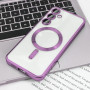 Husa Luxury tip MagSafe compatibila cu Samsung Galaxy A55, protectie camera, Margini colorate, Mov