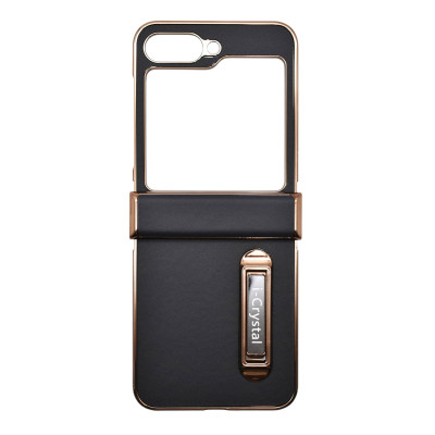 Husa De Protectie Compatibila Cu Samsung Galaxy Z Flip6 din Piele Ecologica, Kickstand, Negru