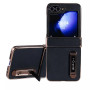 Husa De Protectie Compatibila Cu Samsung Galaxy Z Flip6 din Piele Ecologica, Kickstand, Negru