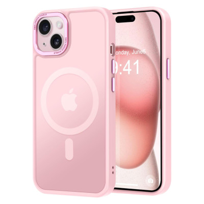 Husa Magnetica din Silicon Matte Transparent compatibila cu Apple iPhone 11 - Roz