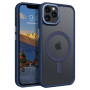 Husa Magnetica din Silicon Matte Transparent compatibila cu Apple iPhone 14 Pro Max - Navy Blue