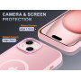 Husa Magnetica din Silicon Matte Transparent compatibila cu Apple iPhone 15 Plus - Roz