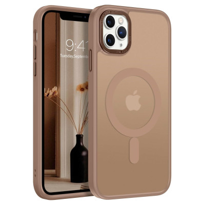 Husa Magnetica din Silicon Matte Transparent compatibila cu Apple iPhone 15 Pro - Auriu