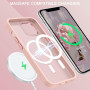 Husa Magnetica din Silicon Matte Transparent compatibila cu Apple iPhone 15 Pro Max - Roz