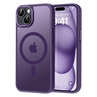 Husa Magnetica din Silicon Matte Transparent compatibila cu Apple iPhone 16 - Mov