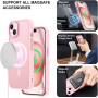 Husa Magnetica din Silicon Matte Transparent compatibila cu Apple iPhone 16 - Roz