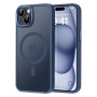 Husa Magnetica din Silicon Matte Transparent compatibila cu Apple iPhone 16 Plus - Navy Blue
