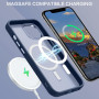 Husa Magnetica din Silicon Matte Transparent compatibila cu Apple iPhone 16 Pro - Navy Blue