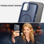 Husa Magnetica din Silicon Matte Transparent compatibila cu Apple iPhone 16 Pro - Navy Blue