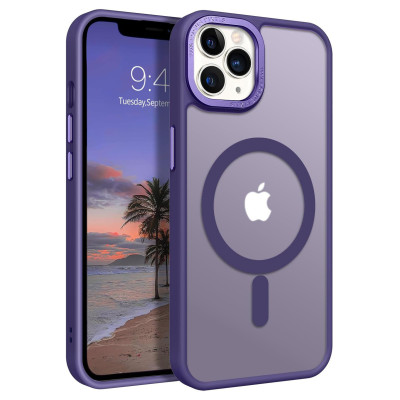 Husa Magnetica din Silicon Matte Transparent compatibila cu Apple iPhone 16 Pro Max - Mov