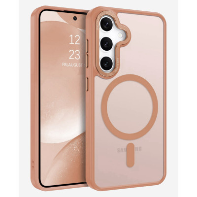 Husa Magnetica din Silicon Matte Transparent compatibila cu Samsung Galaxy S25 Plus - Auriu