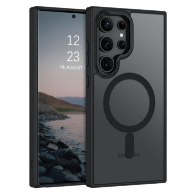 Husa Magnetica din Silicon Matte Transparent compatibila cu Samsung Galaxy S25 Ultra - Negru
