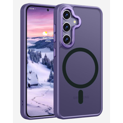 Husa Magnetica din Silicon Matte Transparent compatibila cu Samsung Galaxy S23 Plus - Mov
