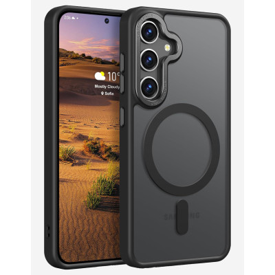 Husa Magnetica din Silicon Matte Transparent compatibila cu Samsung Galaxy S23 Plus - Negru