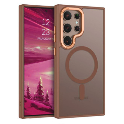 Husa Magnetica din Silicon Matte Transparent compatibila cu Samsung Galaxy S23 Ultra - Auriu