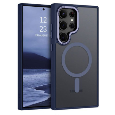 Husa Magnetica din Silicon Matte Transparent compatibila cu Samsung Galaxy S23 Ultra - Navy Blue