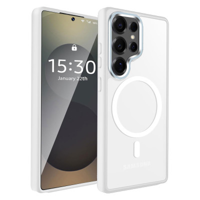 Husa Magnetica din Silicon Matte Transparent compatibila cu Samsung Galaxy S23 Ultra - Transparent