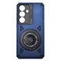 Husa Hibrida din Policarbonat cu Inel Rotativ Magnetic pentru Samsung Galaxy S25, Albastru