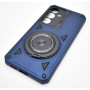 Husa Hibrida din Policarbonat cu Inel Rotativ Magnetic pentru Samsung Galaxy S25, Albastru