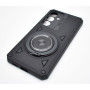 Husa Hibrida din Policarbonat cu Inel Rotativ Magnetic pentru Samsung Galaxy S25, Negru