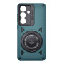 Husa Hibrida din Policarbonat cu Inel Rotativ Magnetic pentru Samsung Galaxy S25, Verde