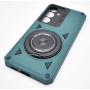 Husa Hibrida din Policarbonat cu Inel Rotativ Magnetic pentru Samsung Galaxy S25, Verde