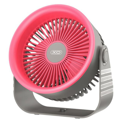 Ventilator Portabil Birou/Perete XO-MF86, Acumulator 3600mAh, 4 Trepte de viteza - Roz