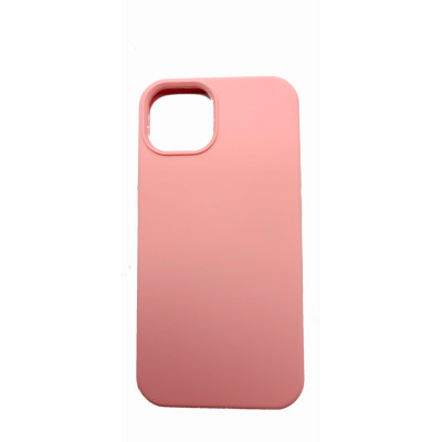 Husa din silicon compatibila cu iPhone 13 cu protectie la camera Roz silk touch, interior din ctifea