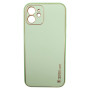 Husa eleganta din piele ecologica cu protectie de camera compatibila cu Apple iPhone 12 Verde