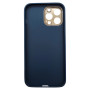 Husa eleganta din piele ecologica cu protectie de camera compatibila cu Apple iPhone 13 Bleumarin