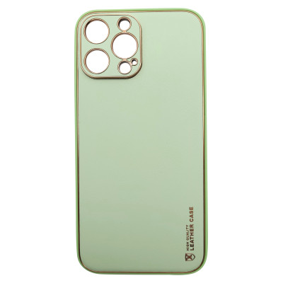 Husa eleganta din piele ecologica cu protectie de camera compatibila cu Apple iPhone 13 Verde deschis