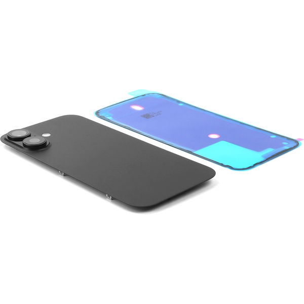 Back Cover incl. Camera lens, Flash Light and Wireless Charging For iPhone 16 Black Pulled C