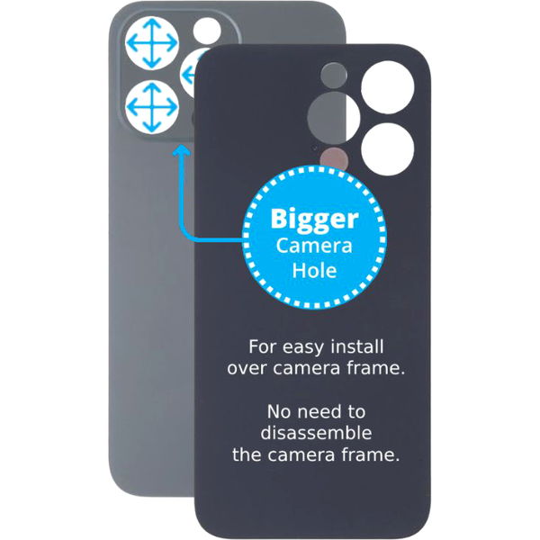 Capac Spate Gri Apple iPhone 13 Pro · Apple iPhone 13 Pro - Sticla Carcasa Spate cu Orificiu Marit pentru Camera (Graphite)