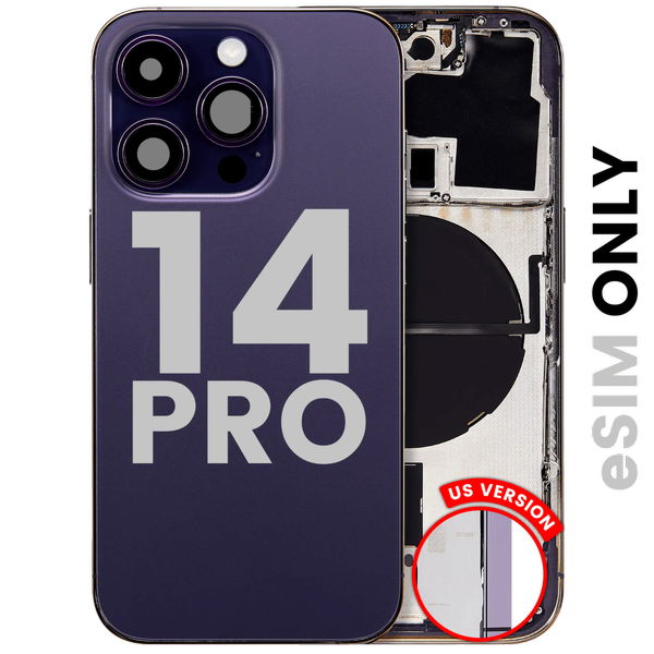 Back Housing W/ Small Parts For iPhone 14 Pro (US Version) (Used OEM Pull: Grade A) (Deep Purple)