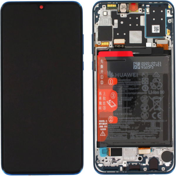 Huawei P30 Lite · Display Huawei P30 Lite, Rama + Acumulator, Albastru, 48MP ( 02352RQA ) (Original Service Pack)