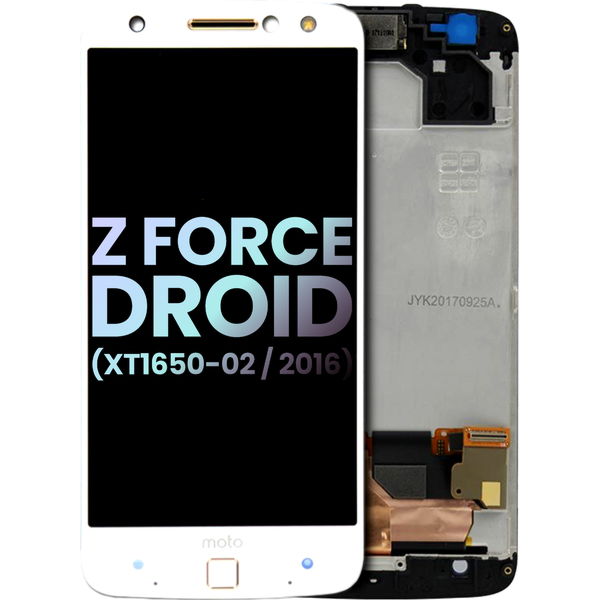 LCD Assembly With Frame For Motorola Moto Z Force Droid (XT1650-02 / 2016) (Genuine OEM) (White)