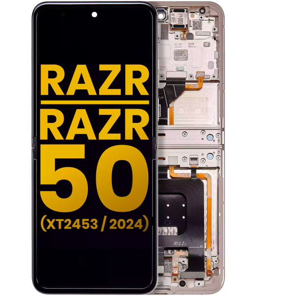 Motorola Razr 50 · Main OLED Assembly With Frame For Motorola Razr 2024 / Razr 50 (XT2453 / 2024) (Refurbished) (Beach Sand)